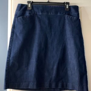 Talbots denim skirt 14 side zipper knee length front pockets worn twice
